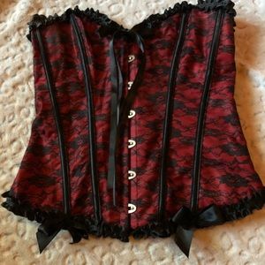 Red and black lace corset